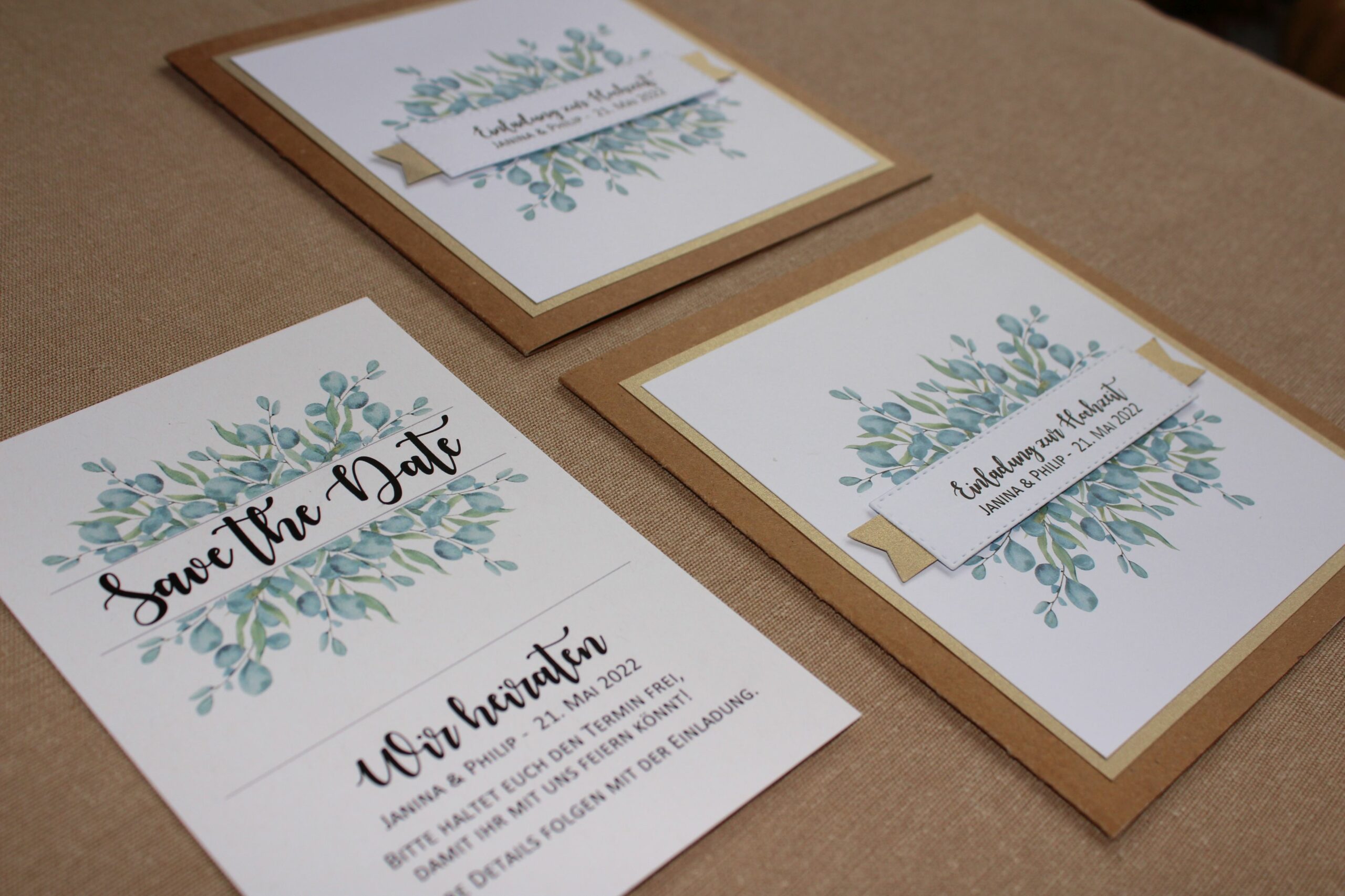 Serie Passin Save the date und Einladung mit Eukalyptus Einladungen Save the date Hochzeit mit Eukalyptus aus Koblenz