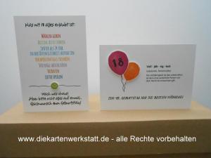 Glückwunschkarte zur Volljährigkeit Smile / Luftballons