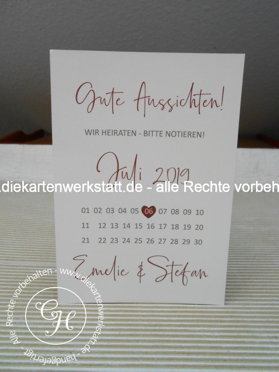 Save the date Karte schlicht mit Kalenderblatt